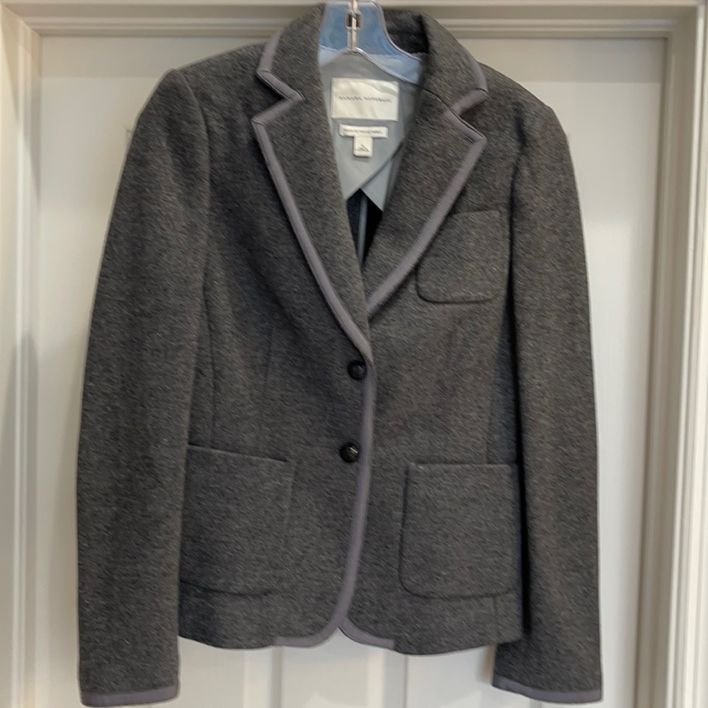 NWOT! Banana Republic Wool Blazer Gray w contrast